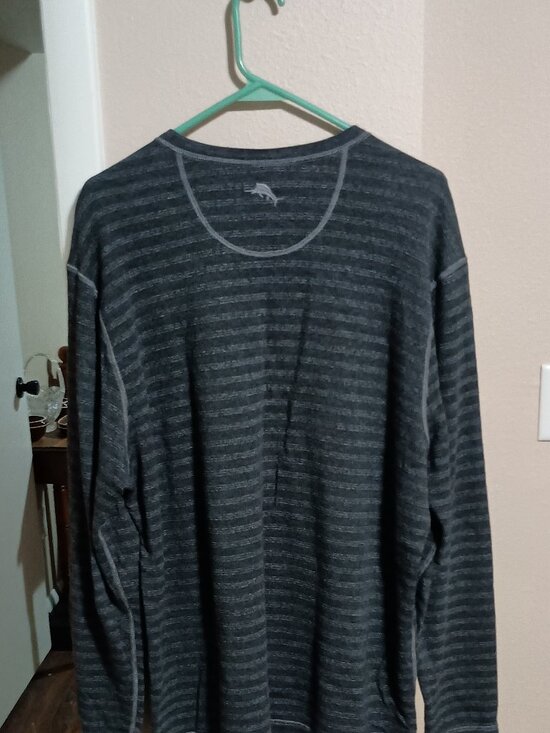 Tommy Bahama Reversible Men's Long Sleeve Knit Pullover Shirt Size Large Gray - Picture 8 of 11